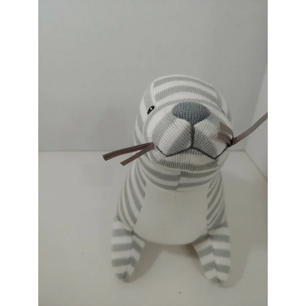 Little Jellycat Shiver Seal Chime‎ Rattle woven knit gray white stripes